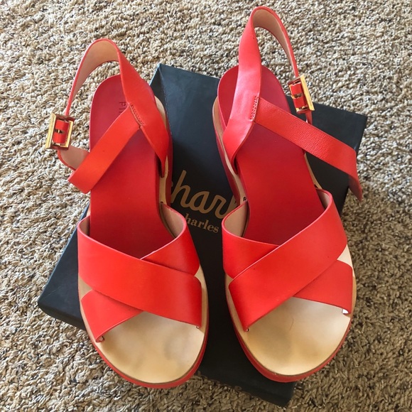 Red leather sandals ( Italian brand) - Picture 3 of 4